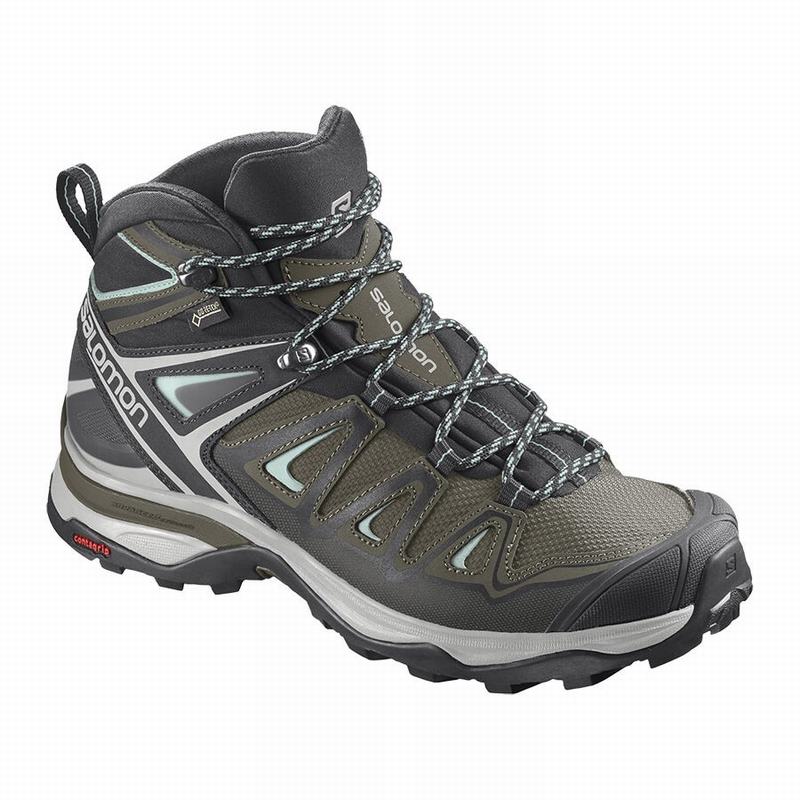 SALOMON UK X ULTRA 3 MID GORE-TEX - Womens Hiking Boots Olive/Black,JRVB39621